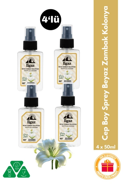 Beyaz Zambak Sprey Kolonya Cep Boy Elegance Series 4'lü Eko Paket - 4x50 ml ürün görseli