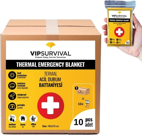 Acil Durumlar Ve Deprem İçin Termal Battaniye ,Vücut Isınızı Koruyun 10 Adet