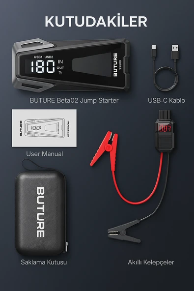 BUTURE BETA02 2500A 4 in 1 21800mah Taşınabilir Akü Takviye Kiti - 6
