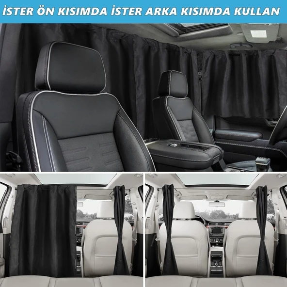 Glanz Araç İçi Perde Araba Gizlilik Perdesi Oto Güneşlik Perde Seti - 5