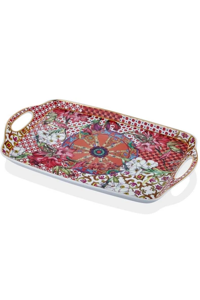 LILYUM DESENLI KULPLU TEPSI 46,5X29X3,5 CM - 1