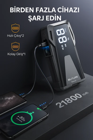 BUTURE BETA02 2500A 4 in 1 21800mah Taşınabilir Akü Takviye Kiti - 3