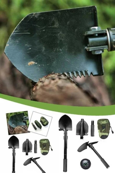 3 LÜ Kamp Seti 7 modlu Çok İşlevli Fener Seti Çatal Bıçak Kürek Kazma Kamp Takımı Çok Kullanışlı Set - 2