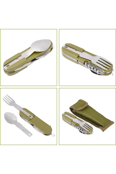 3 LÜ Kamp Seti El feneri Çatal Bıçak Kaşık Kamp Takımı Kürek Kazma Kamp Seti Çok Kullanışlı Set - 5