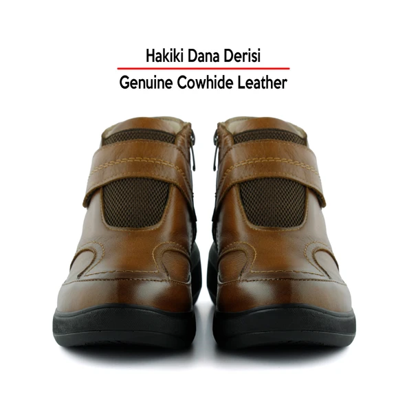 Erkan Saçmacı Lawine Taba Hakiki Dana Derisi Fermuarlı Cırt Cırtlı Bot - 4