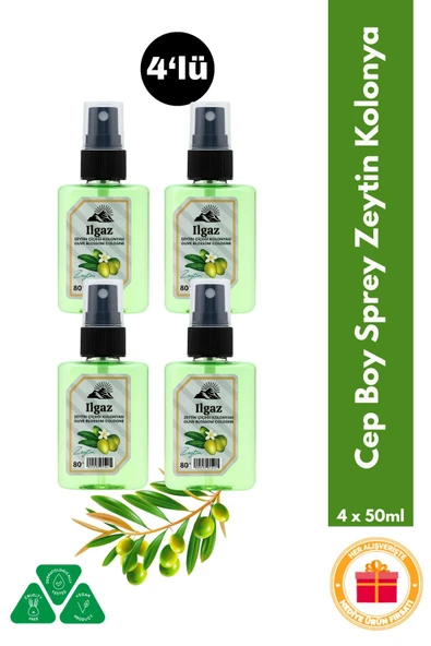Zeytin Çiçeği Sprey Kolonya Cep Boy Elegance Series 4'lü Eko Paket - 4x50 ml