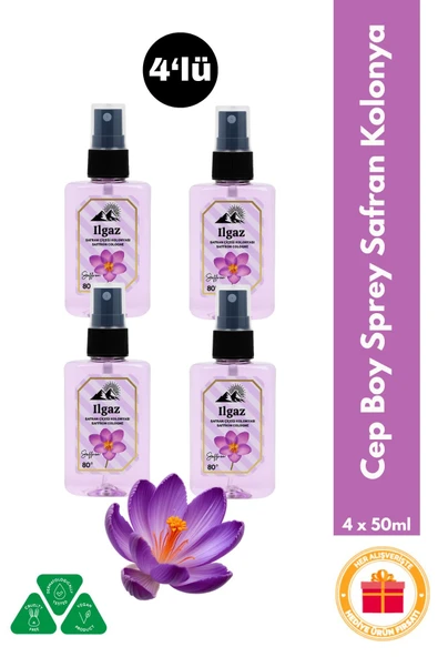 Safran Çiçeği Sprey Kolonya Cep Boy Elegance Series 4'lü Eko Paket - 4x50 ml ürün görseli