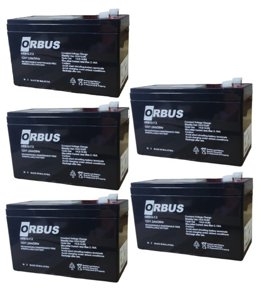 ORBUS 12V 7,2 Ah AMPER AGM JEL ORBUS AKÜ  5 li paket