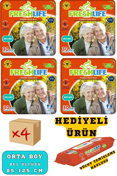 Freshlife Hasta Bezi Belbantlı Medium Beden 120 Adet (4 Paket) (HEDİYELİ) - 2