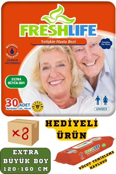 Freshlife Hasta Bezi Belbantlı XLarge Beden 240 Adet (8 Paket) (HEDİYELİ)