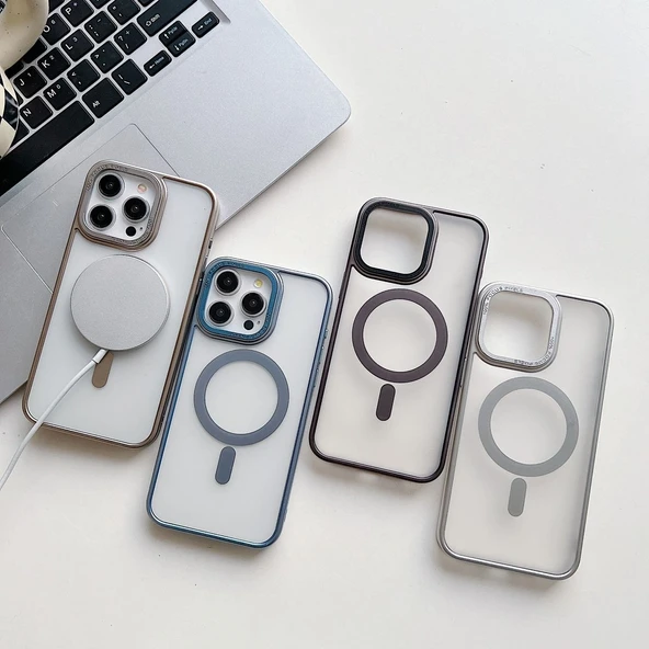 İPhone 15 Uyumlu Magsafe özellikli Siyah Monte Kılıf - Resim 3