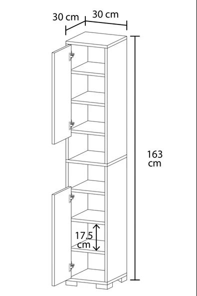 Tokyo No 3 Raflı 2 Kapaklı Mutfak Dolabı - 3