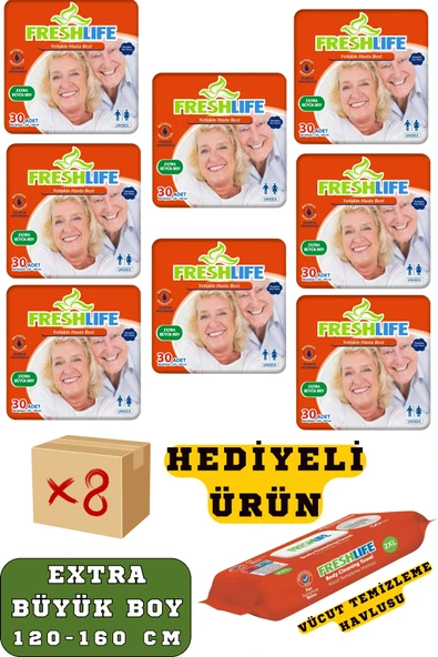 Freshlife Hasta Bezi Belbantlı XLarge Beden 240 Adet (8 Paket) (HEDİYELİ) - 2