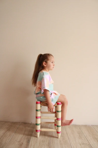 Batik Desenli Kalp Nakışlı Şortlu Takım - Resim 5