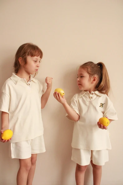 Zeytin Nakışlı Polo Yaka Şortlu Takım - 5