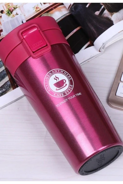 12 Saate Kadar Sıcak Soğuk Tutma Filtreli Çift Katmanlı Pembe Mug Termos SUS 304 380 ML - 5