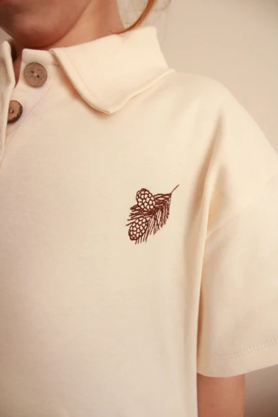 Koza Nakışlı Polo Yaka Şortlu Takım - Resim 5