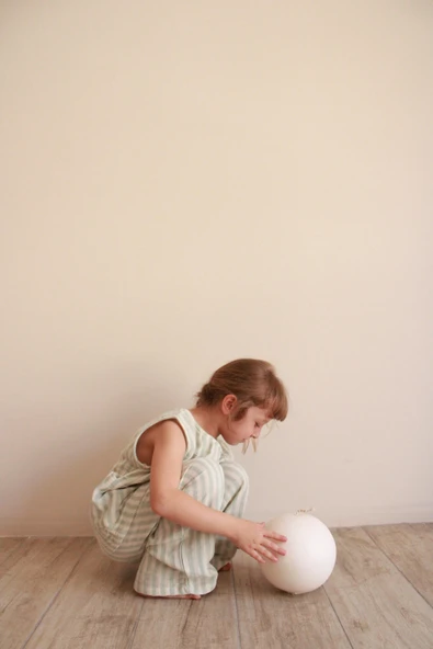 Yeşil Çizgili Asimetrik Cepli Müslin Takım - 6