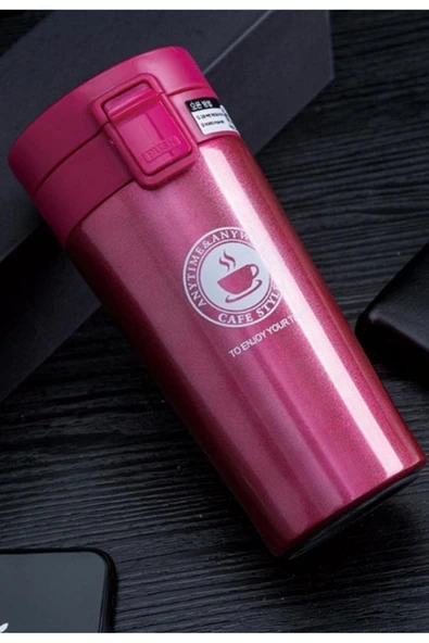 12 Saate Kadar Sıcak Soğuk Tutma Filtreli Çift Katmanlı Pembe Mug Termos SUS 304 380 ML - 3