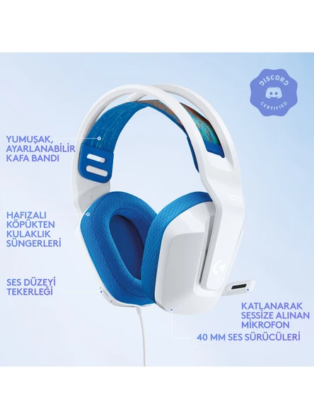 Logitech G G335 Kablolu Oyuncu Kulaklığı - Beyaz - 6