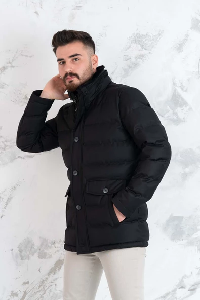 YAKA KÜRKLÜ REGULAR FİT ERKEK ŞİME MONT - 3