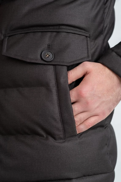 YAKA KÜRKLÜ REGULAR FİT ERKEK ŞİME MONT - 11