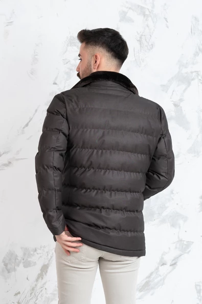 YAKA KÜRKLÜ REGULAR FİT ERKEK ŞİME MONT - 10