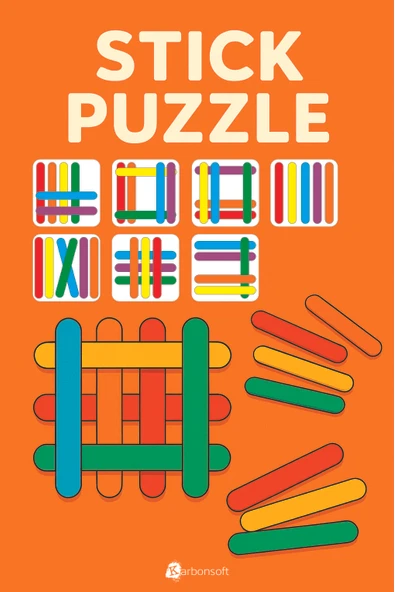 Stick Puzzle Eğitici Ahşap Çubuk Seti  12 Parça Renkli Şekil Oyunu