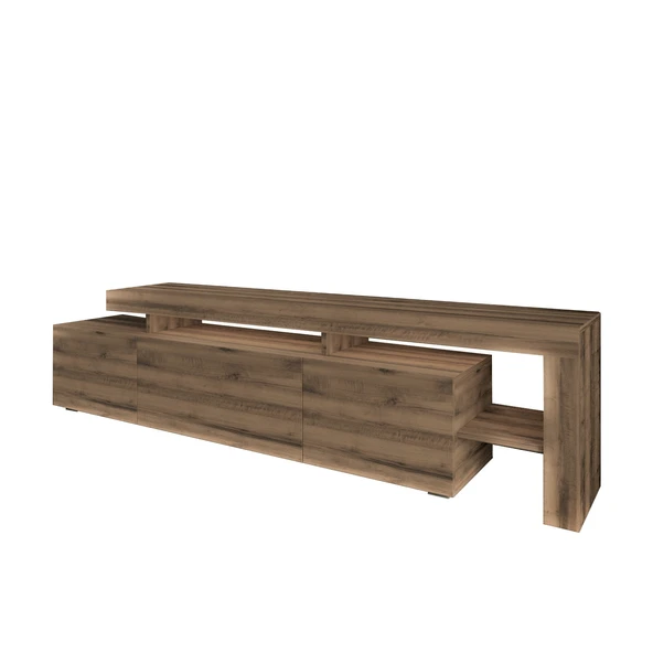 İNARCH DİZAYN Beliz Led Işıklı Tv Ünitesi, Tv Sehpası, Raflı, Antik Ceviz - 4