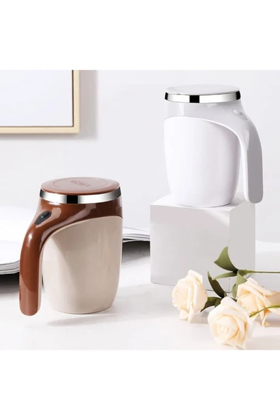 Kahve Fincanı Self Stirring Mug Mikser Kupa Yeni Nesil Kendi Kendini Karıştıran Termos Bardak 380 Ml - 7