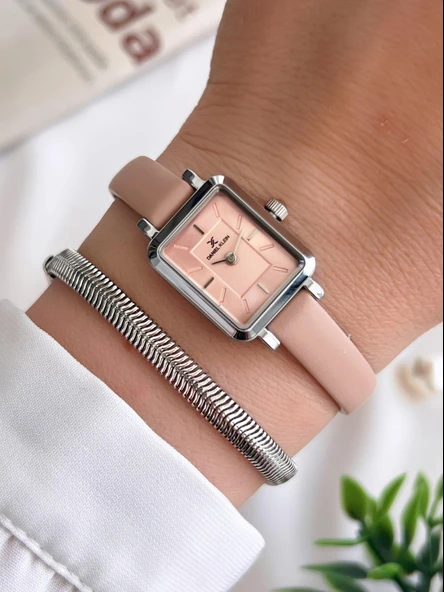 Daniel Klein Minimalist Model Deri Kordon 3 Atm Suya Dayanıklı Özel Tasarım Kadın Kol Saat+Bileklik VS.BLKT.0439 - 1