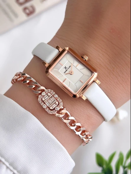 Daniel Klein Minimalist Model Deri Kordon 3 Atm Suya Dayanıklı Özel Tasarım Kadın Kol Saat+Bileklik VS.BLKT.0441 ürün görseli