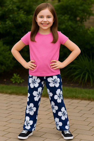 KIZ ÇOCUK ALT GENİŞ PAÇA DESENLİ B76 ürün görseli