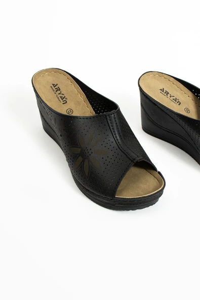 Albishoes Kadın Dolgu Topuk 7,5 cm Hafif Rahat Anatomik Kadın Günlük Terlik Gün Boyu Rahat Kullanım - 4