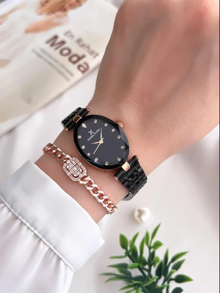 Daniel Klein Çelik Kordon 3 Atm Suya Dayanıklı Özel Tasarım Kadın Kol Saat+Bileklik VS.BLKT.0437 - Resim 2