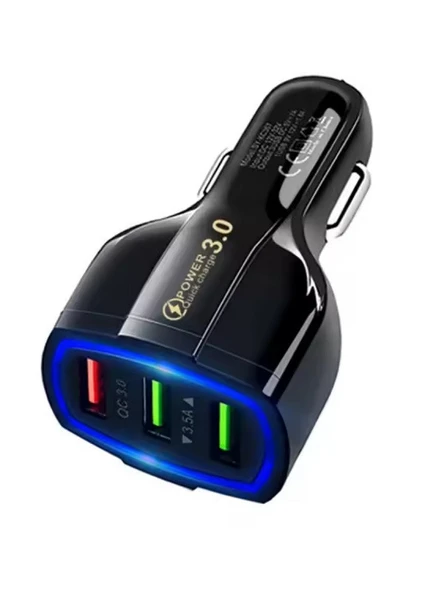 YY-3U 18W 3.0 QC Hızlı Araç Şarj Başlığı Siyah - Resim 3