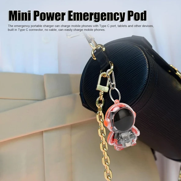Power Bank Mini Taşınabilir Şarj Cihazı Anahtarlık Tip C 1500 mAh Güç Bankası USB Hızlı Şarj Süper Boşaltılmış Pod 5V - 4