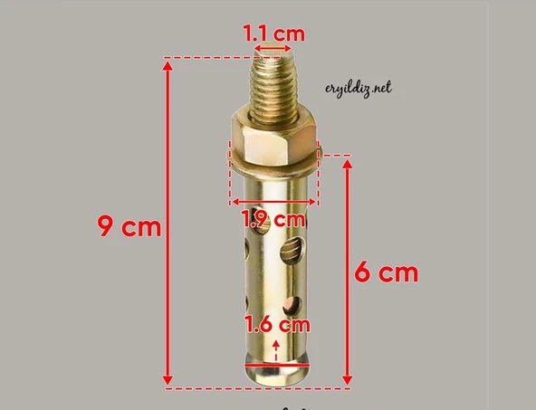 M12X90 GÖMLEKLİ ÇELİK DUBEL 10 ADET - 3