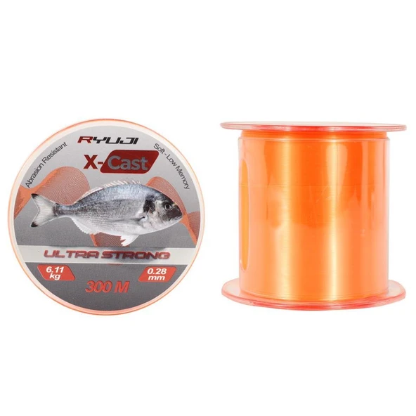 Ryuji X-Cast Surf 300 Metre Orange Turuncu Monofilament Misina - 3