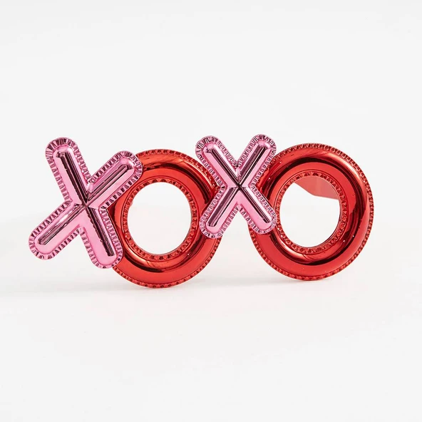Kırmızı Renk Xoxo Yazılı Parti Gözlüğü 17x7 cm - 1