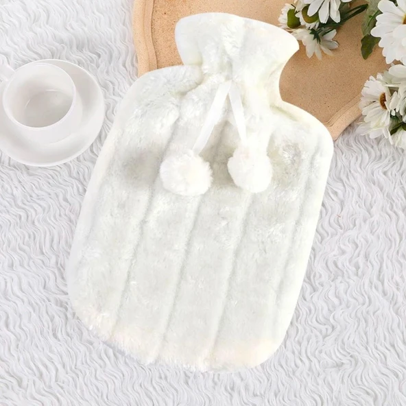Angel Of Life® 2 Litre Ponponlu Peluş Sıcak Su Torbası 1.Sınıf Kauçuk Malzeme - 5