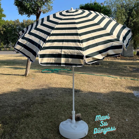 Plaj Deniz Balkon Şemsiyesi | Pamuk Kumaşlı Şemsiye | Bidon Dahil | Eğilebilir | 2 Metre Şemsiye - 6