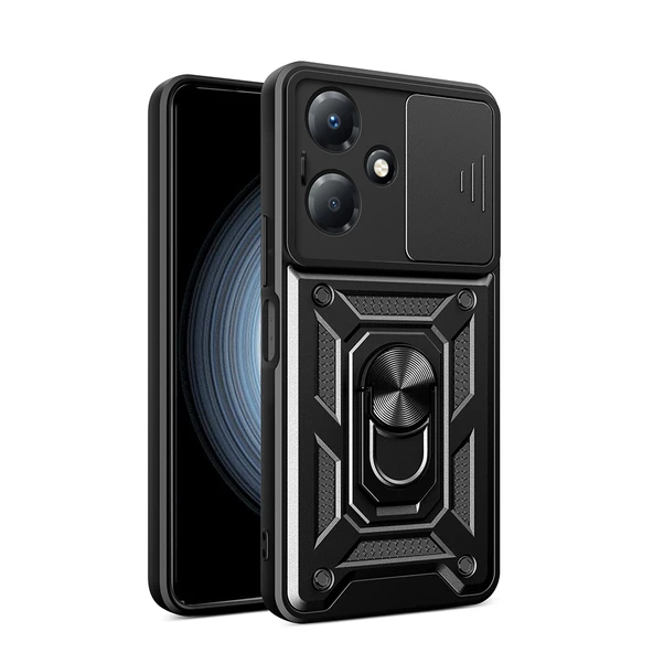 İnfinix Hot 30 Play Kılıf Magnetik Standlı Kamera Korumalı Sürgülü Vega Kapak - 10