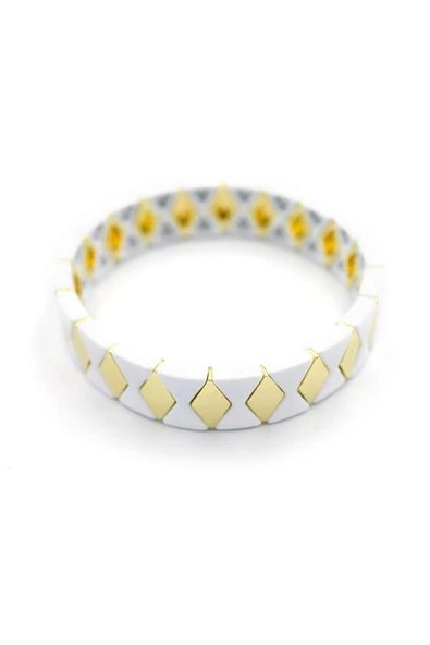 Lastikli Porselen Bilezik - Beyaz - Resim 2