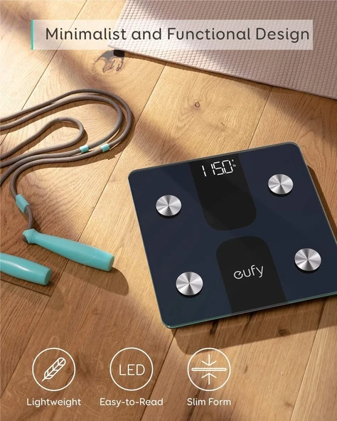 eufy Anker Eufy C1 Akıllı Baskül Tartı, Bluetooth, Siyah, T9146H11 - 2