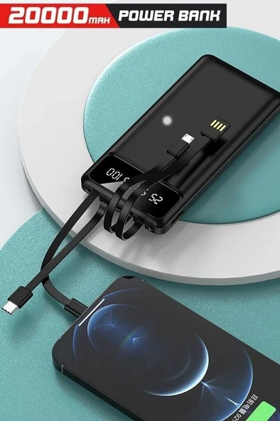 Digital Göstergeli 4 Çıkışlı Fenerli Standli 20.000 Mah Powerbank - 2
