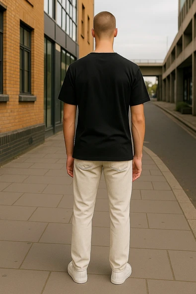 Regular Kalıp Kadın - Erkek Unisex Basic Tişört Siyah - 5