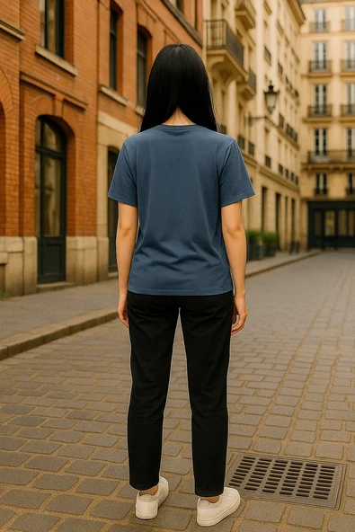 Regular Kalıp Kadın - Erkek Unisex Basic Tişört Gri - 3