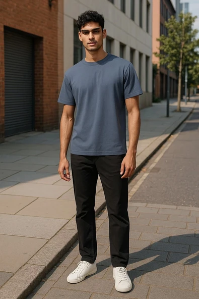 Regular Kalıp Kadın - Erkek Unisex Basic Tişört Gri