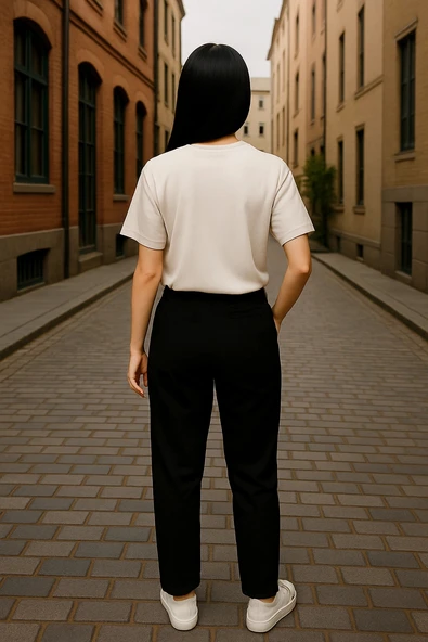 Regular Kalıp Kadın - Erkek Unisex Basic Tişört Ekru - 4